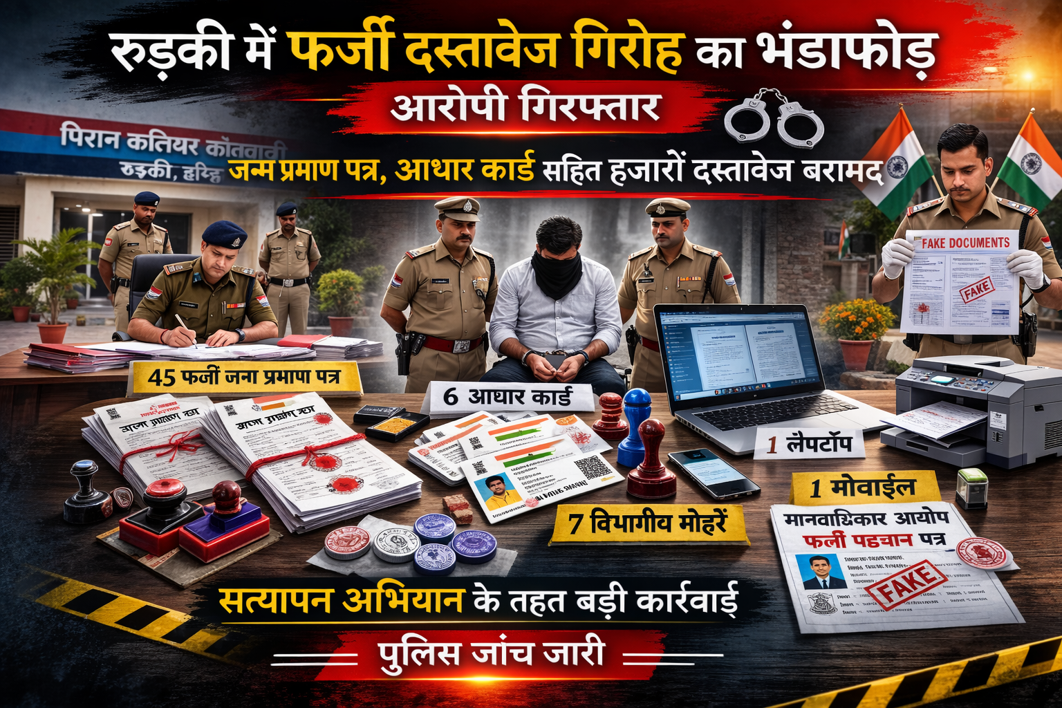 रुड़की में फर्जी दस्तावेज बनाने वाले गिरोह का भंडाफोड़, आरोपी गिरफ्तार